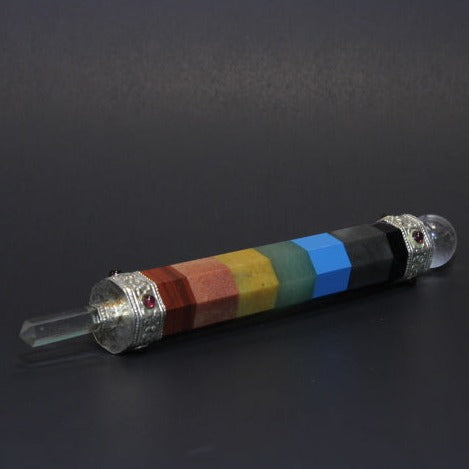 Natural Seven Chakra Gemstone Wand | Crystal Wand