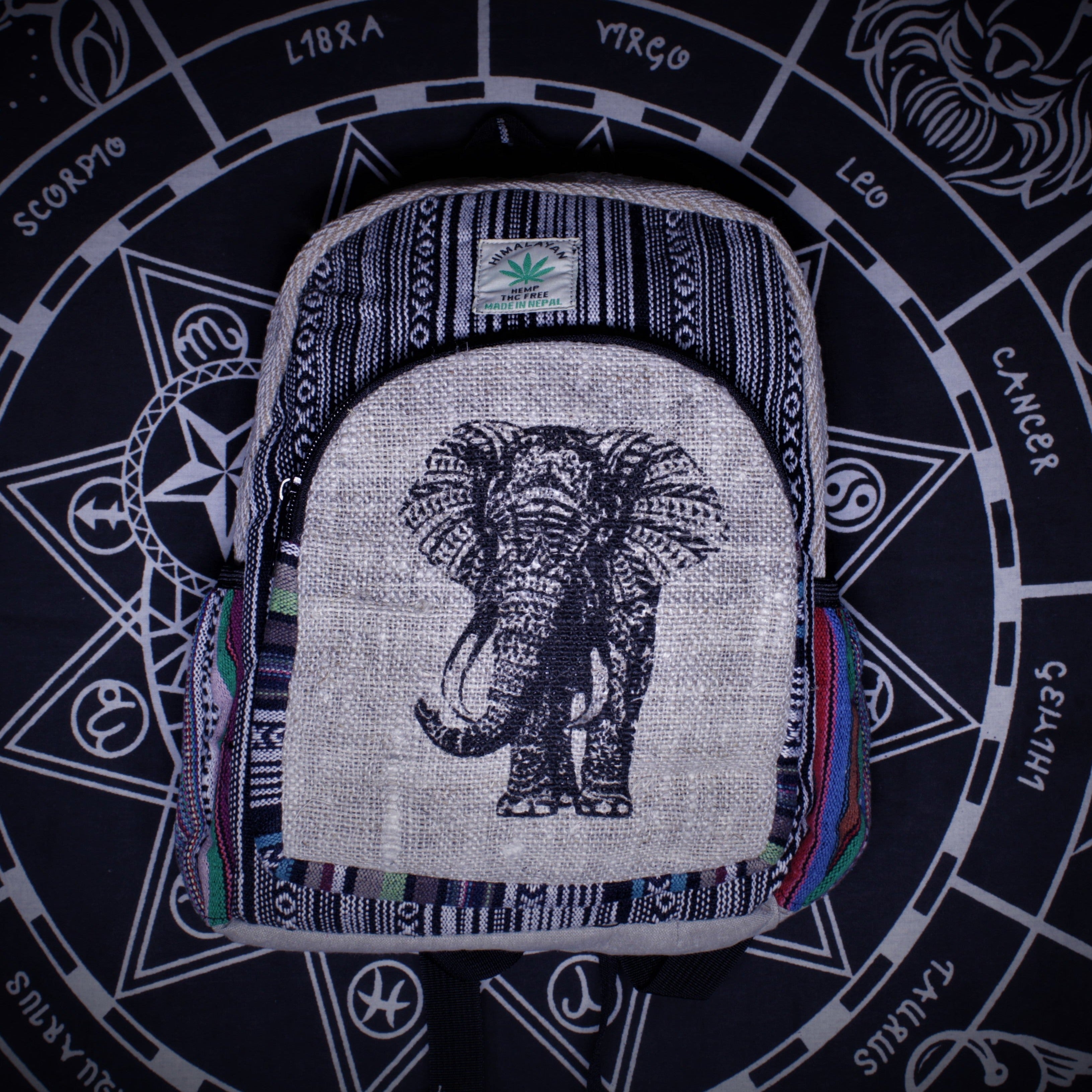 Small Hemp Backpack | Elephant Print