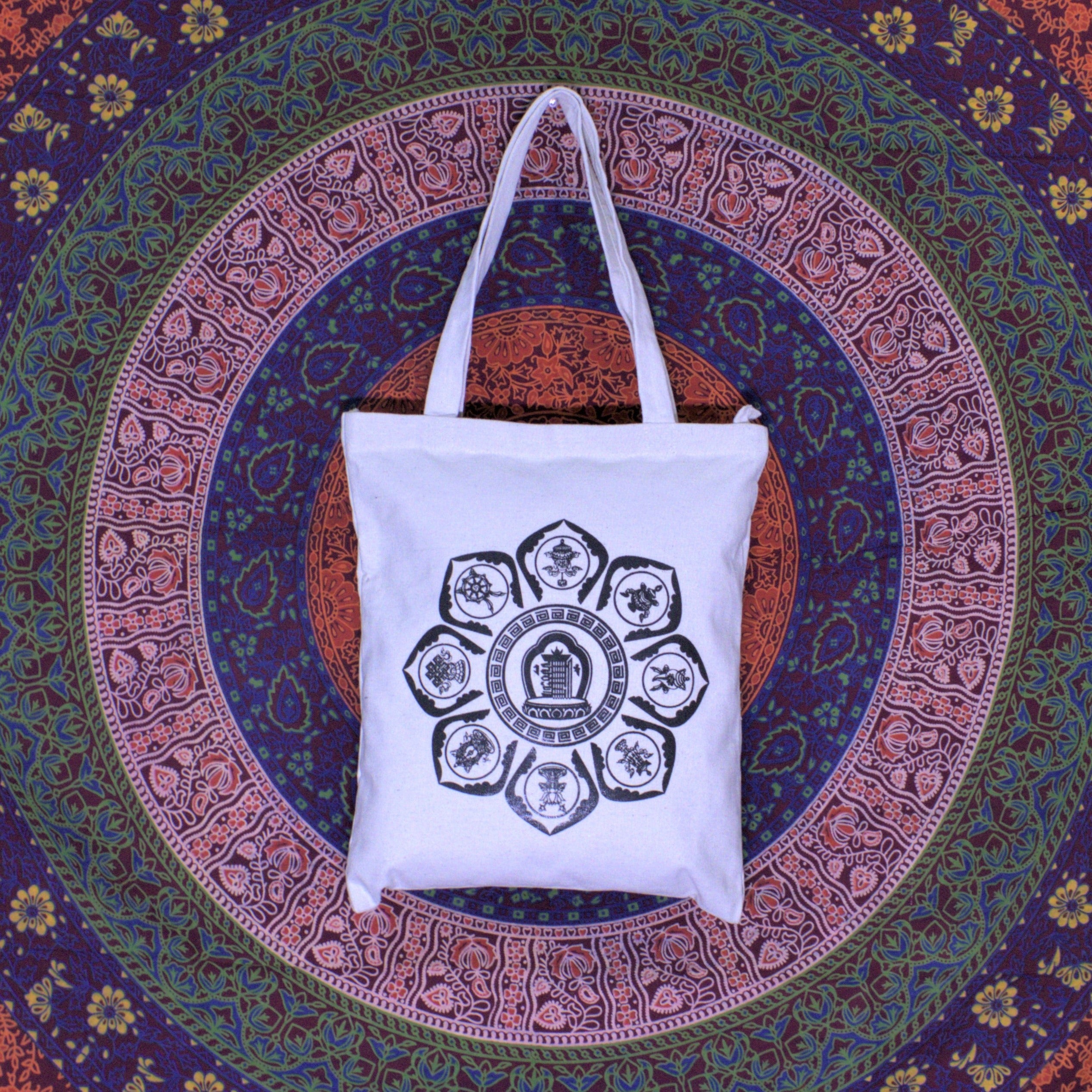 Eight Auspicious Buddhism Symbol Tote Bag