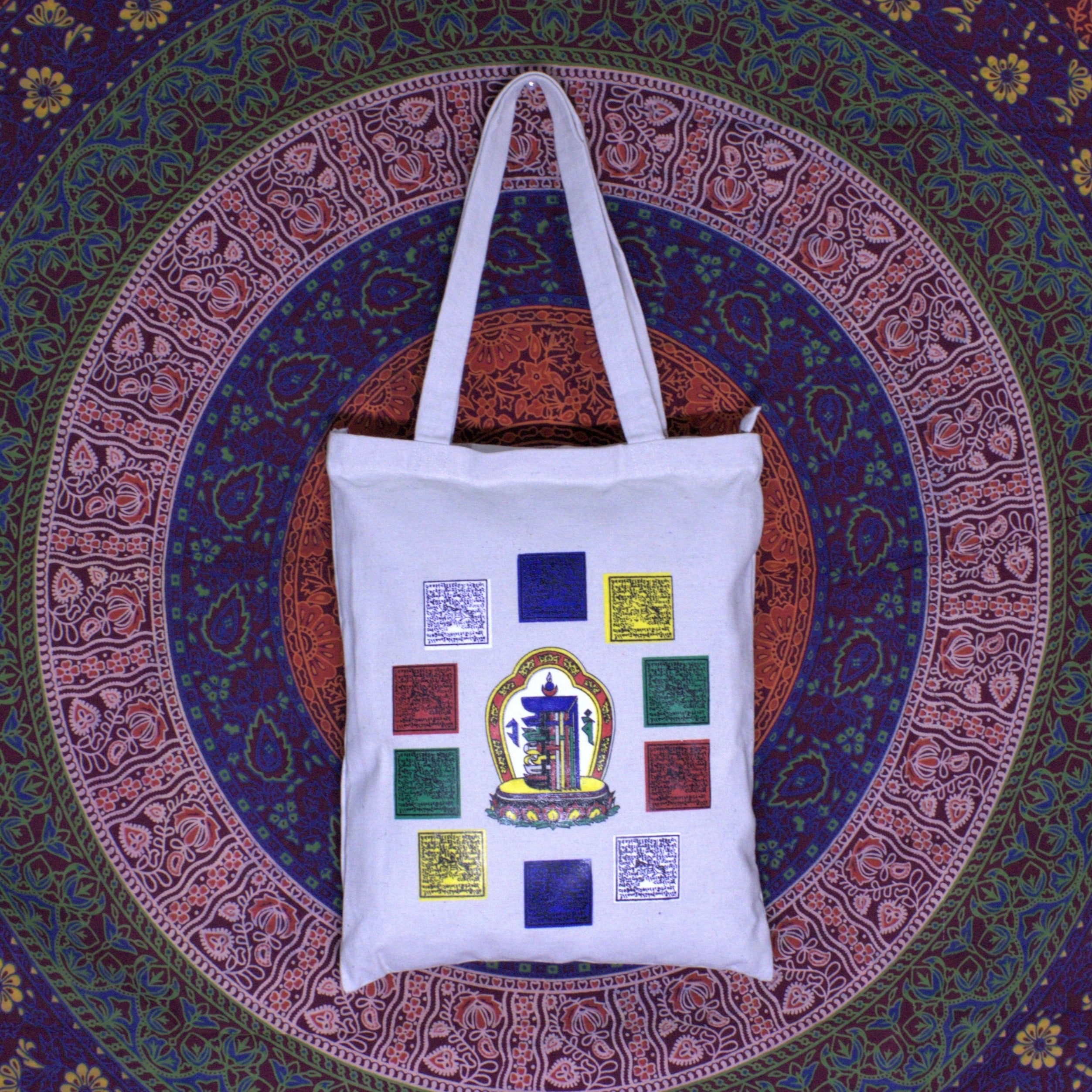 Prayer Wheel With Prayer Flag Tote Bag