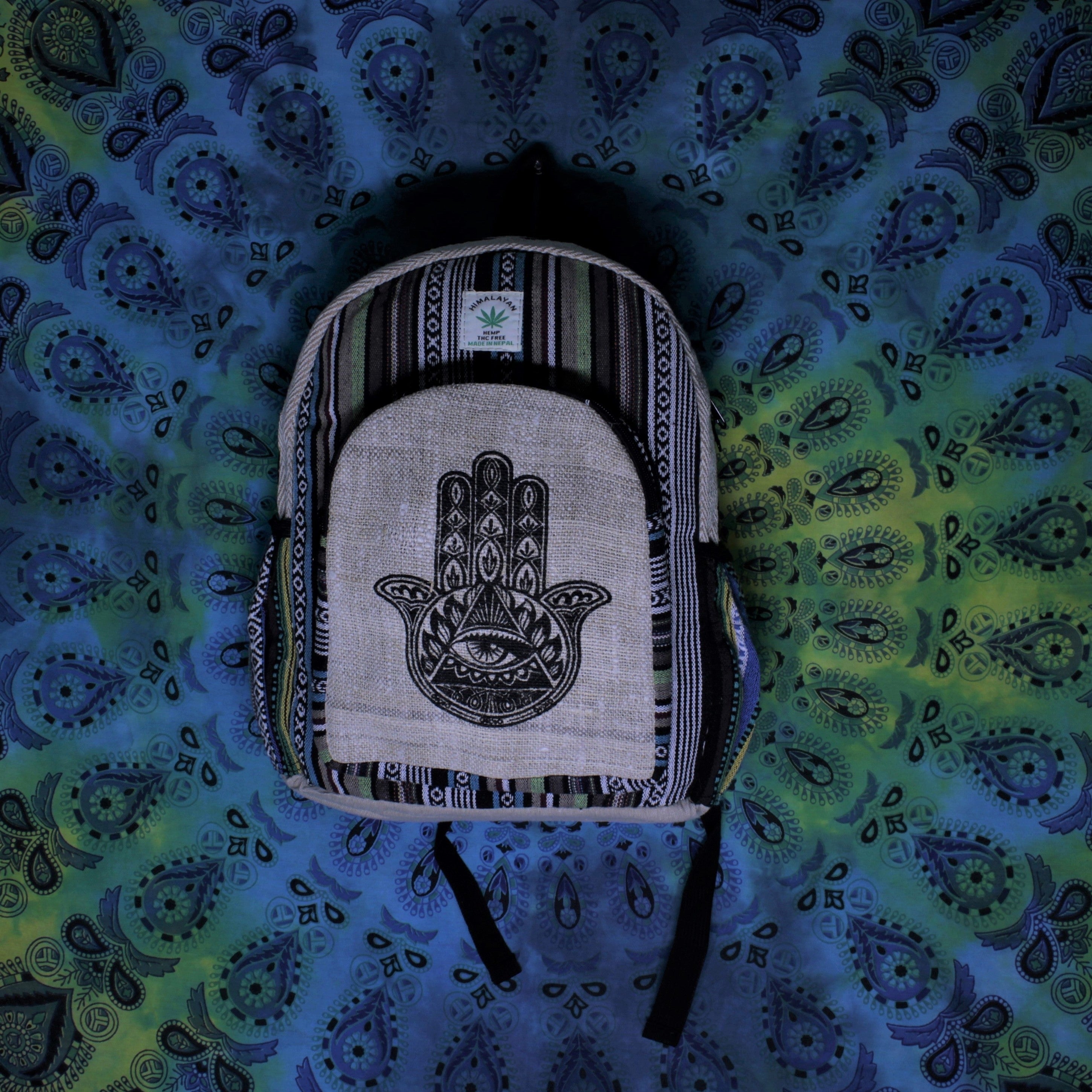 Large Hemp Backpack | Hamsha Print