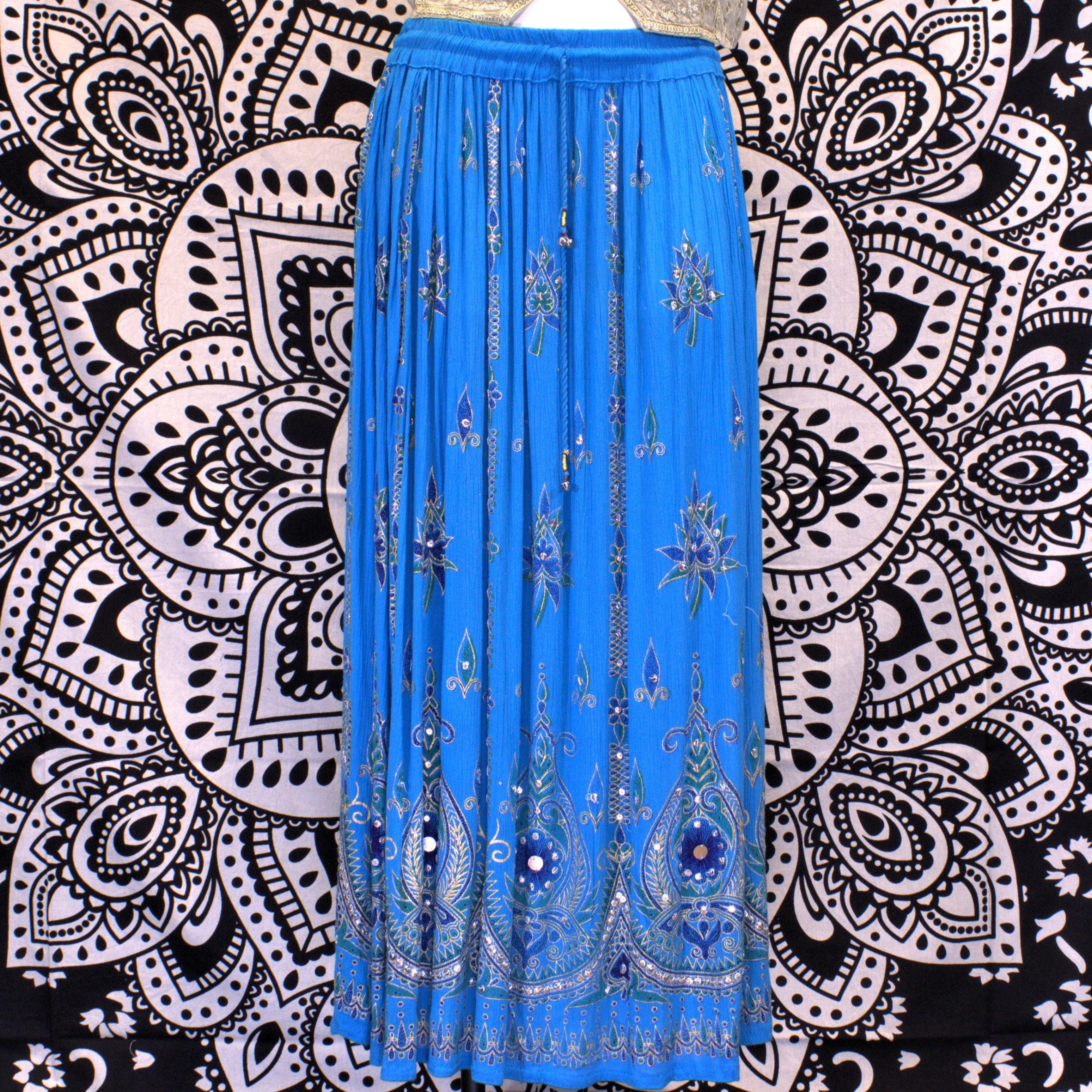 Indian Traditional Sequin Long Skirt - Light Blue