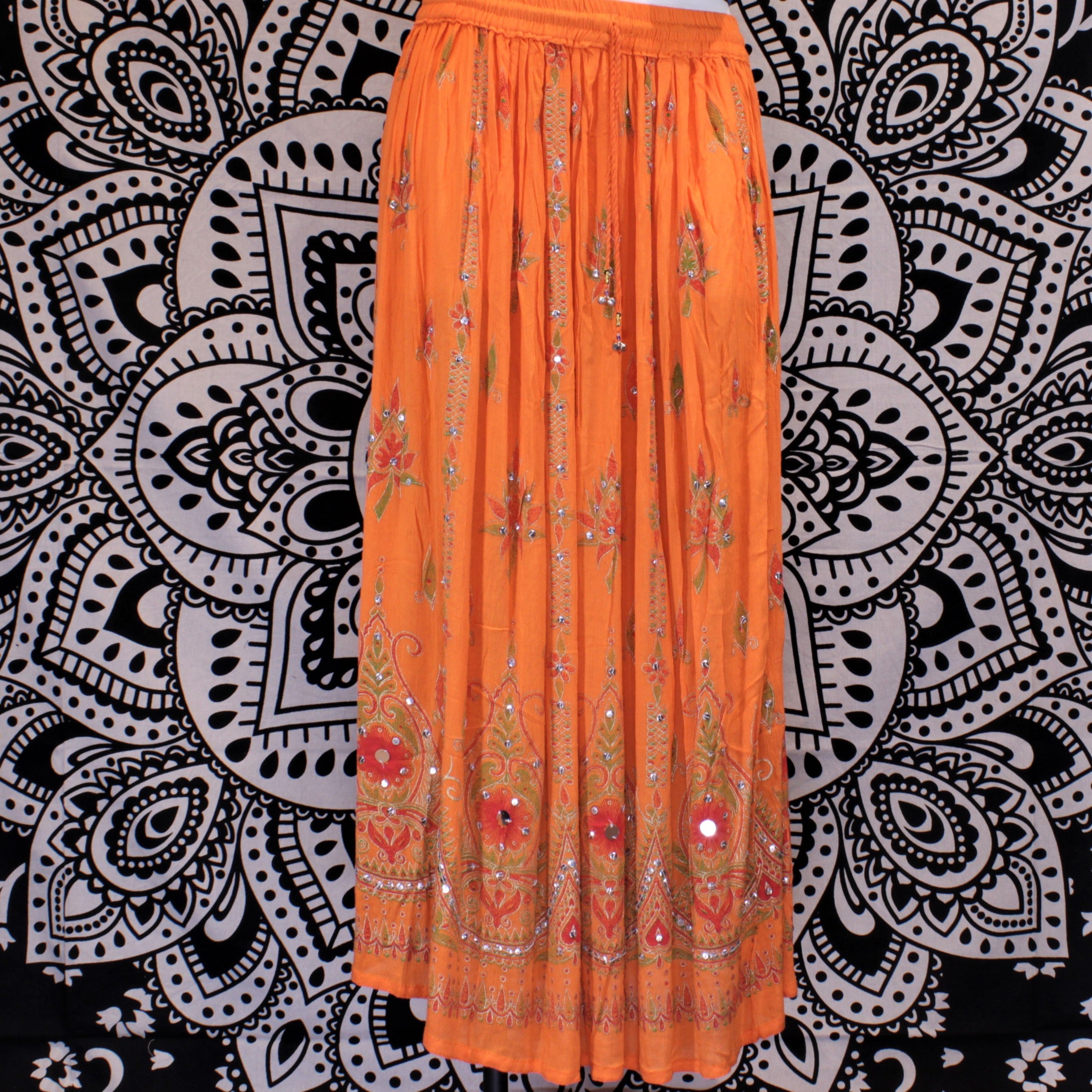 Indian Traditional Sequin Long Skirt - Orange