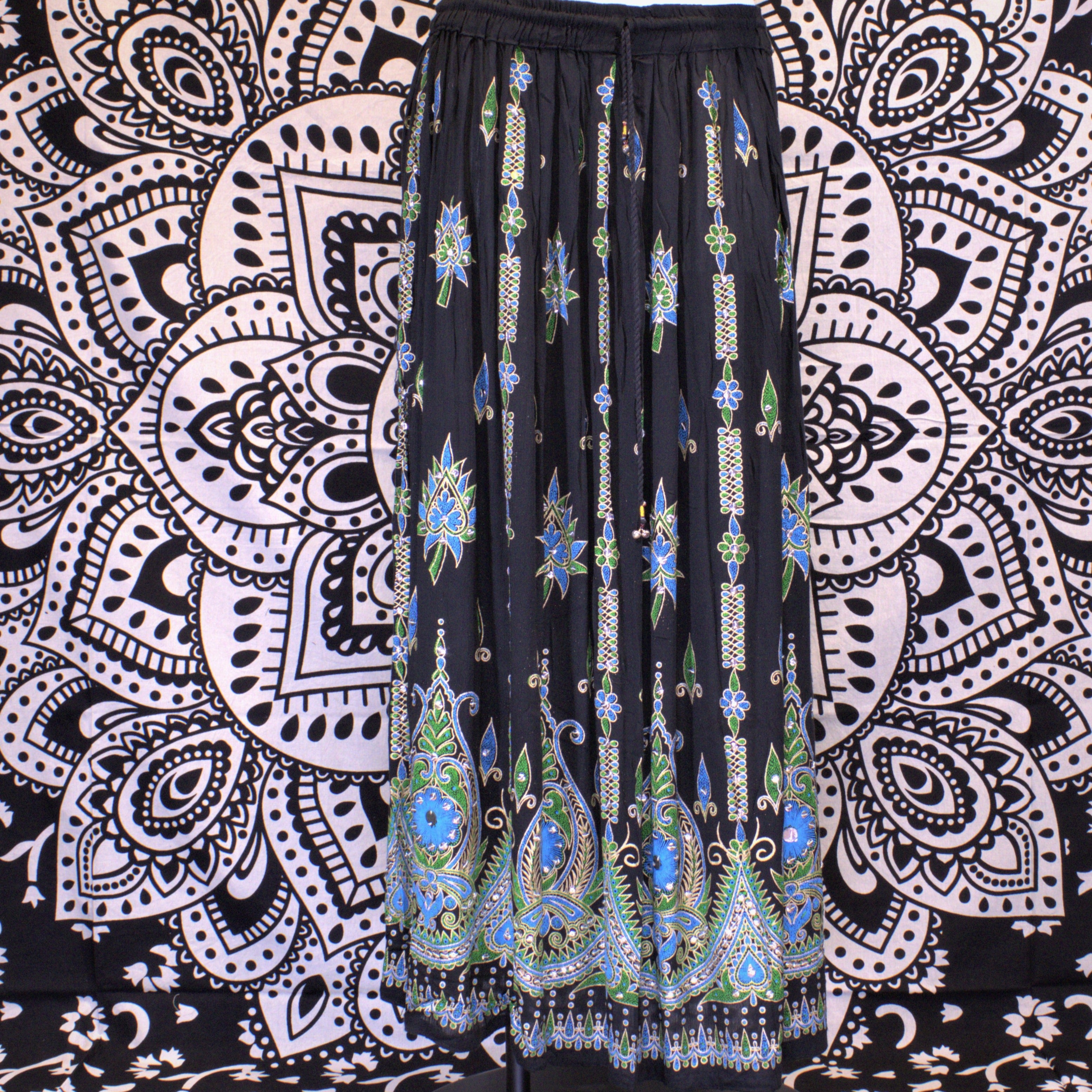 Indian Traditional Sequin Long Skirt - Black