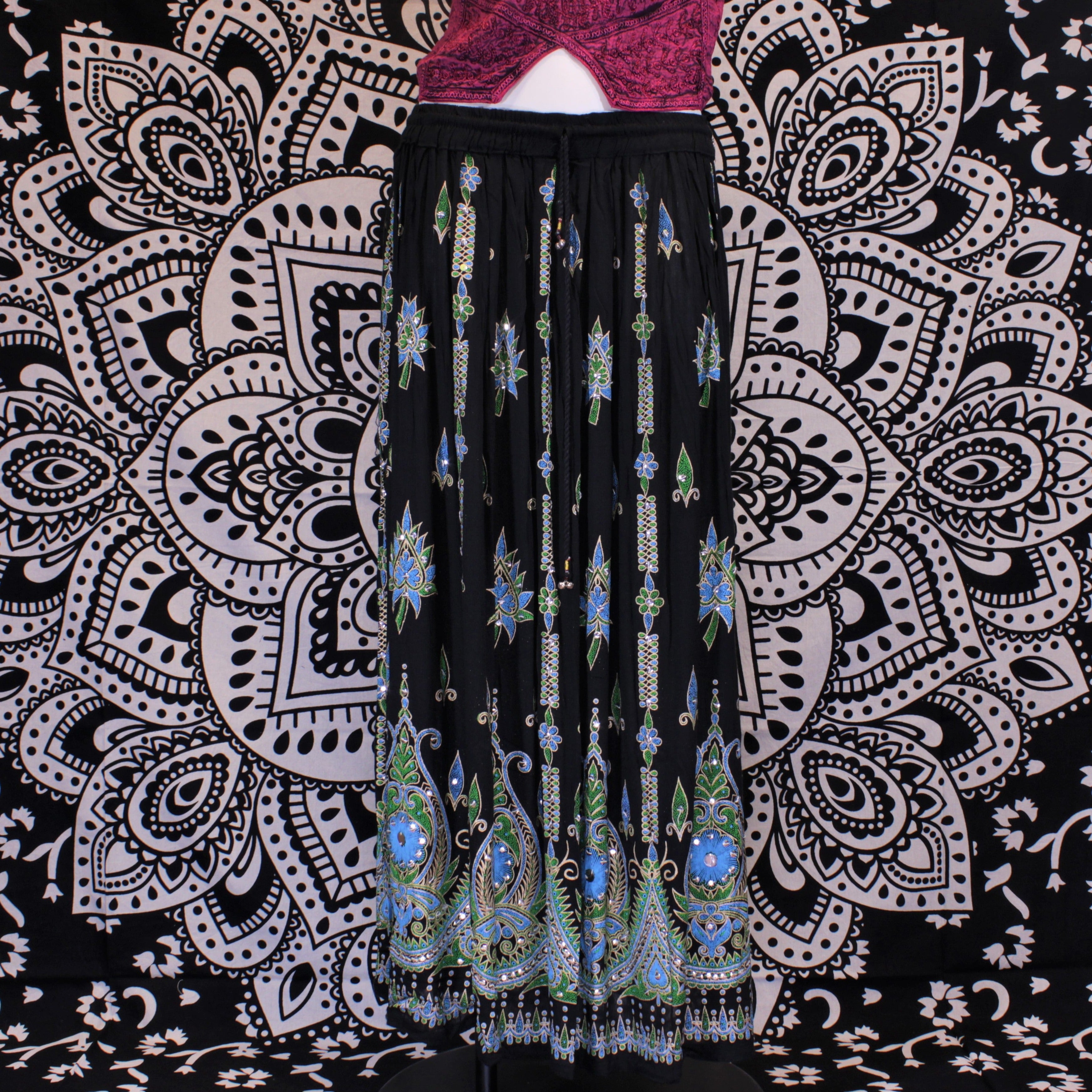 Indian Traditional Sequin Long Skirt - Black