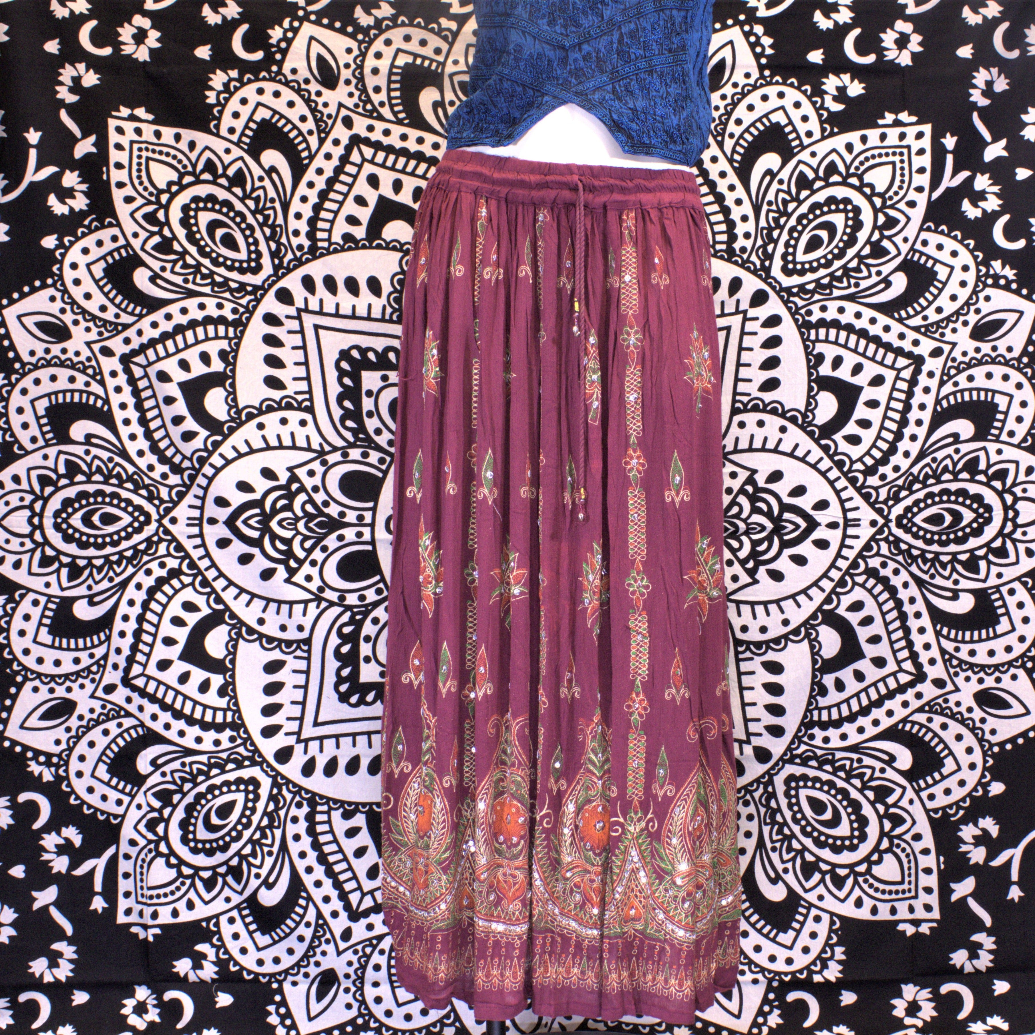 Indian Traditional Sequin Long Skirt - Red