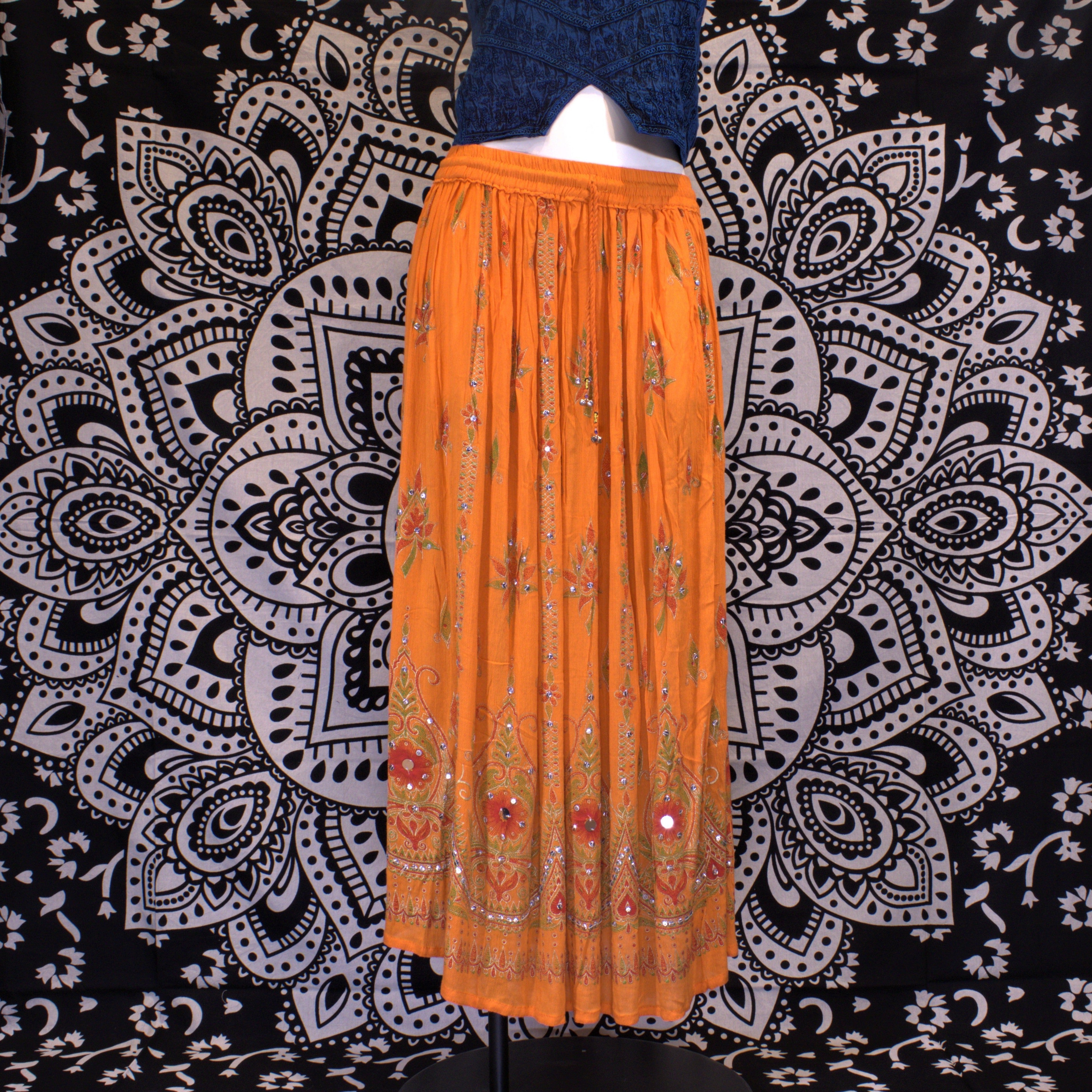 Indian Traditional Sequin Long Skirt - Orange