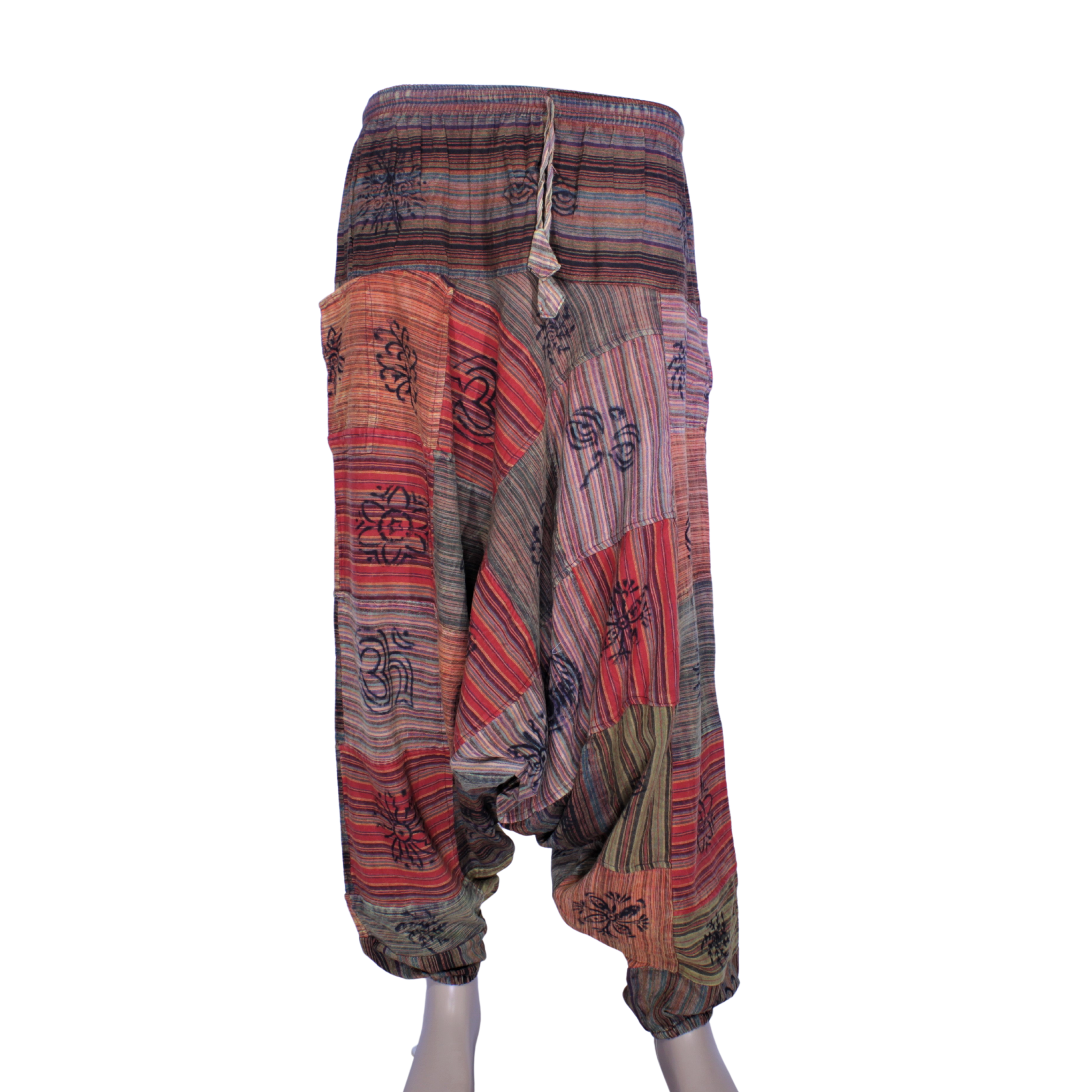 Patchwork Aladdin Harem Pants - Red