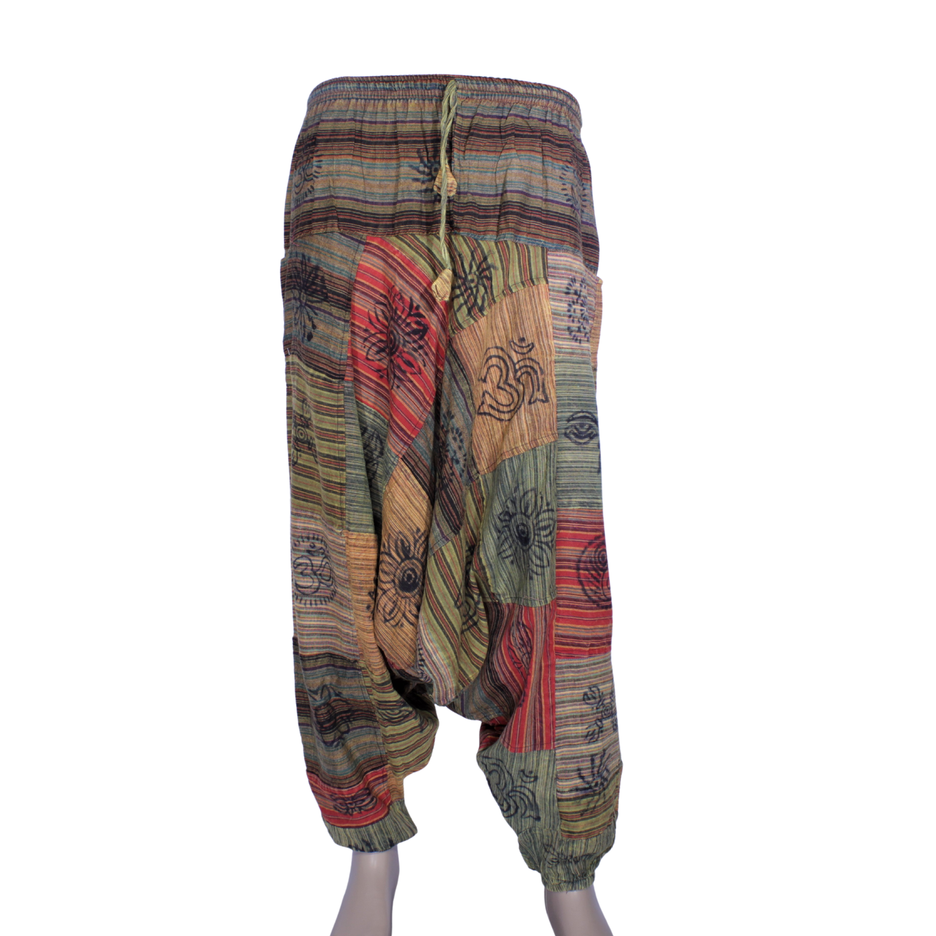 Patchwork Aladdin Harem Pants - Brown