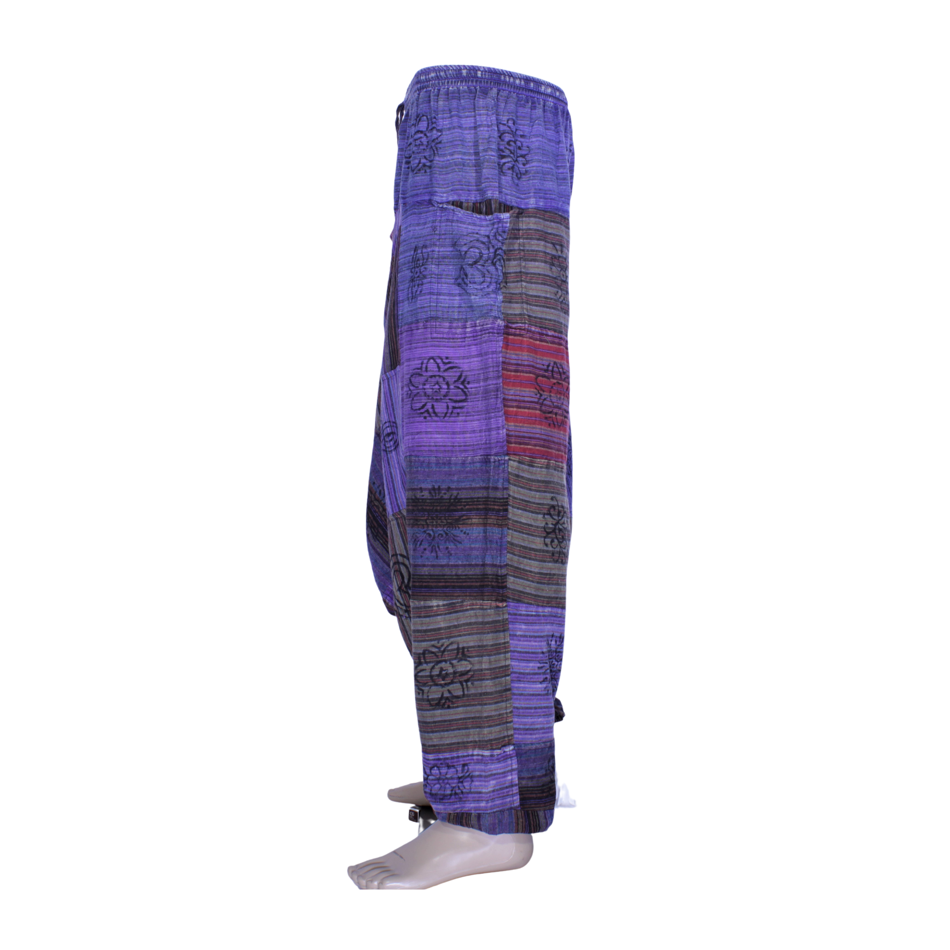 Patchwork Aladdin Harem Pants - Purple