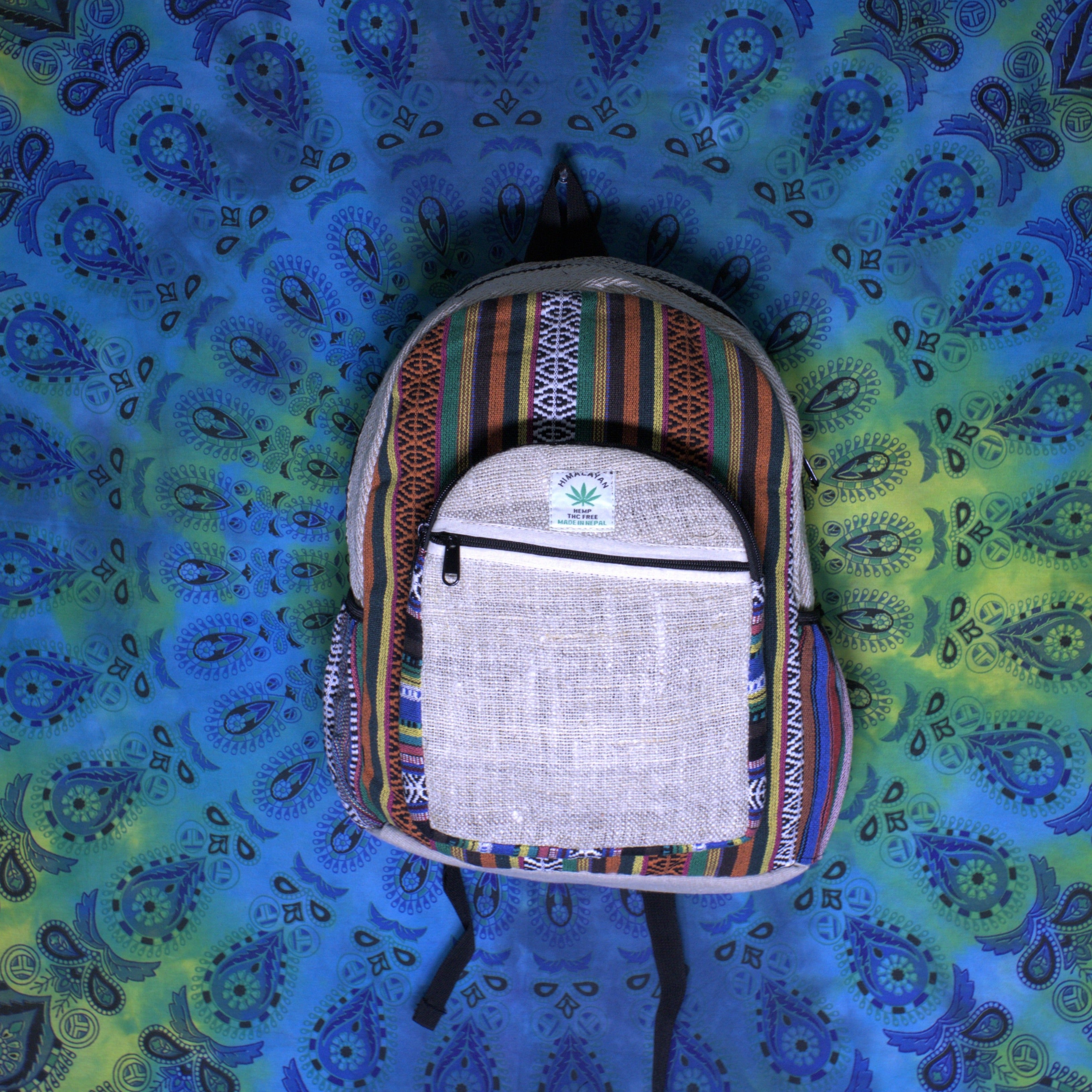 Large Pure Hemp Backpack |  Canvas Patchwork