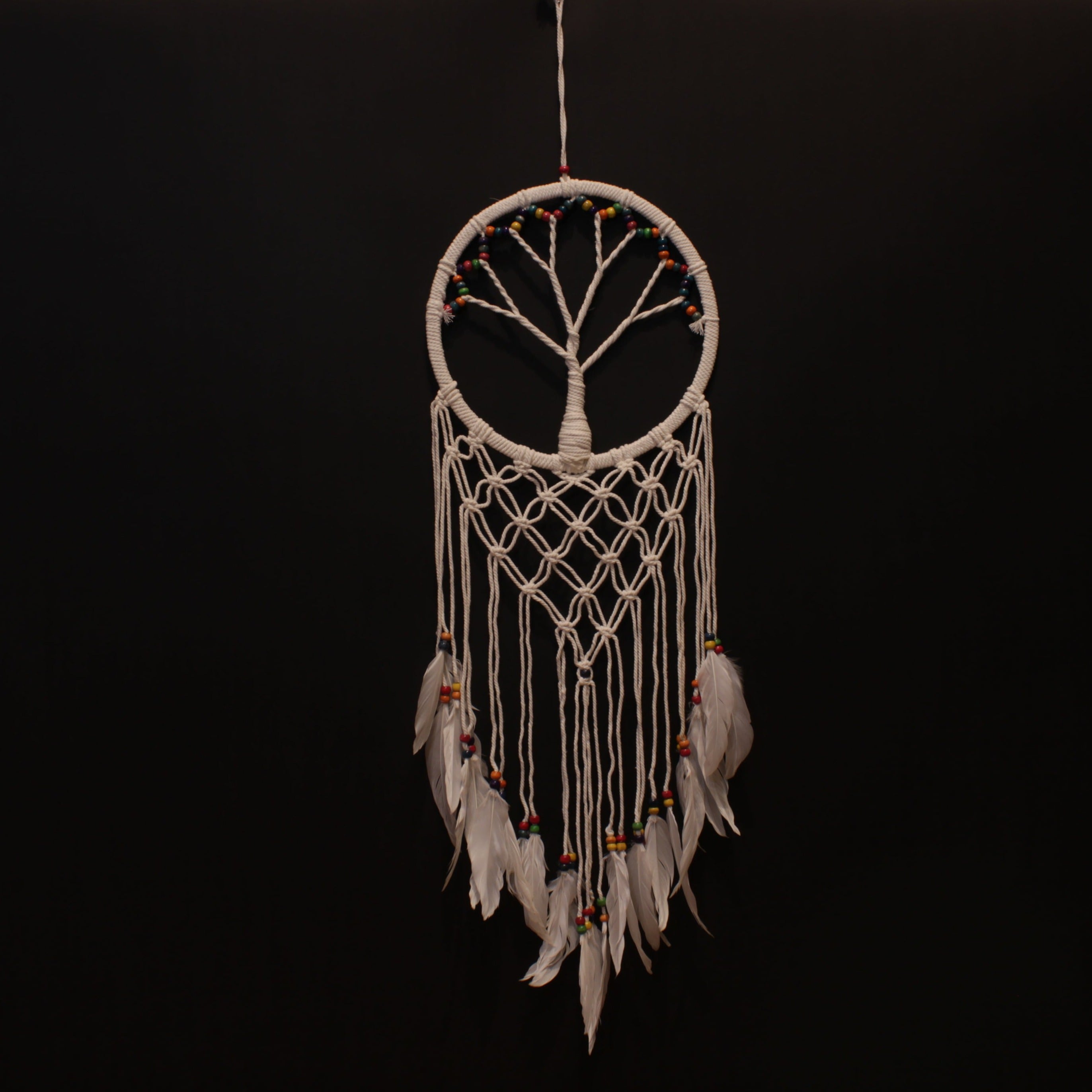 Tree of Life White Dream Catcher with feathers