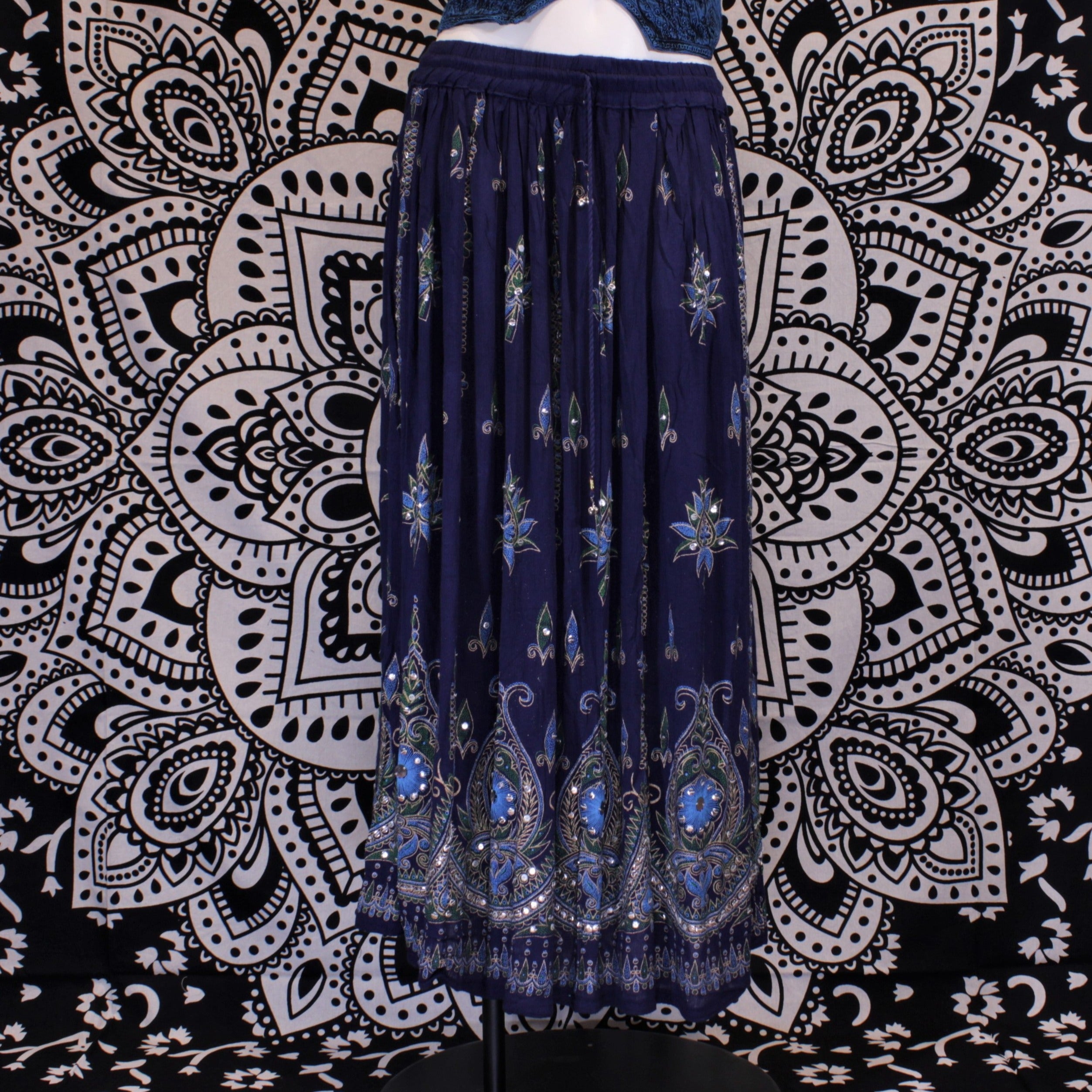 Indian Traditional Sequin Long Skirt - Dark Blue