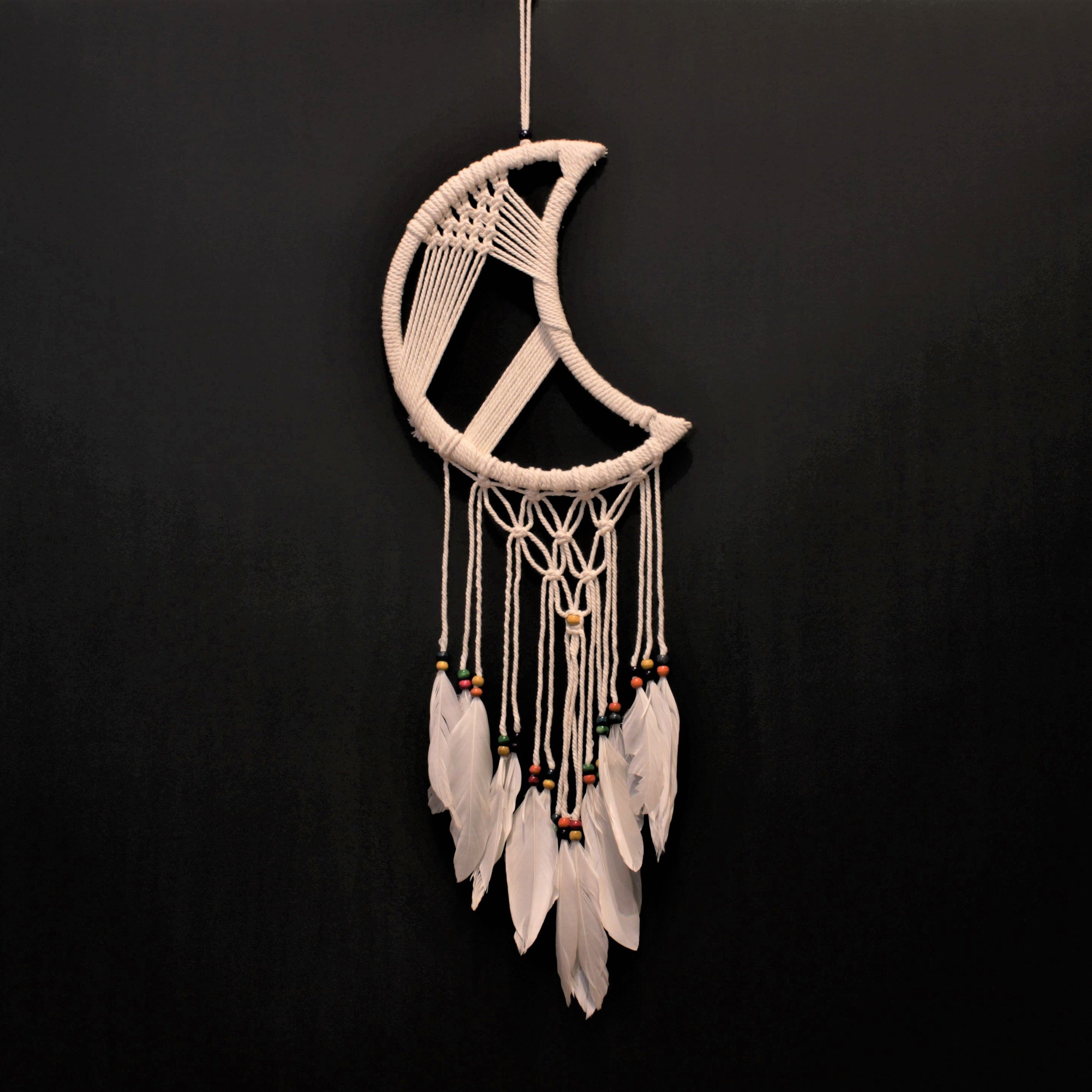 Half Moon Beads Dream Catcher with feathers