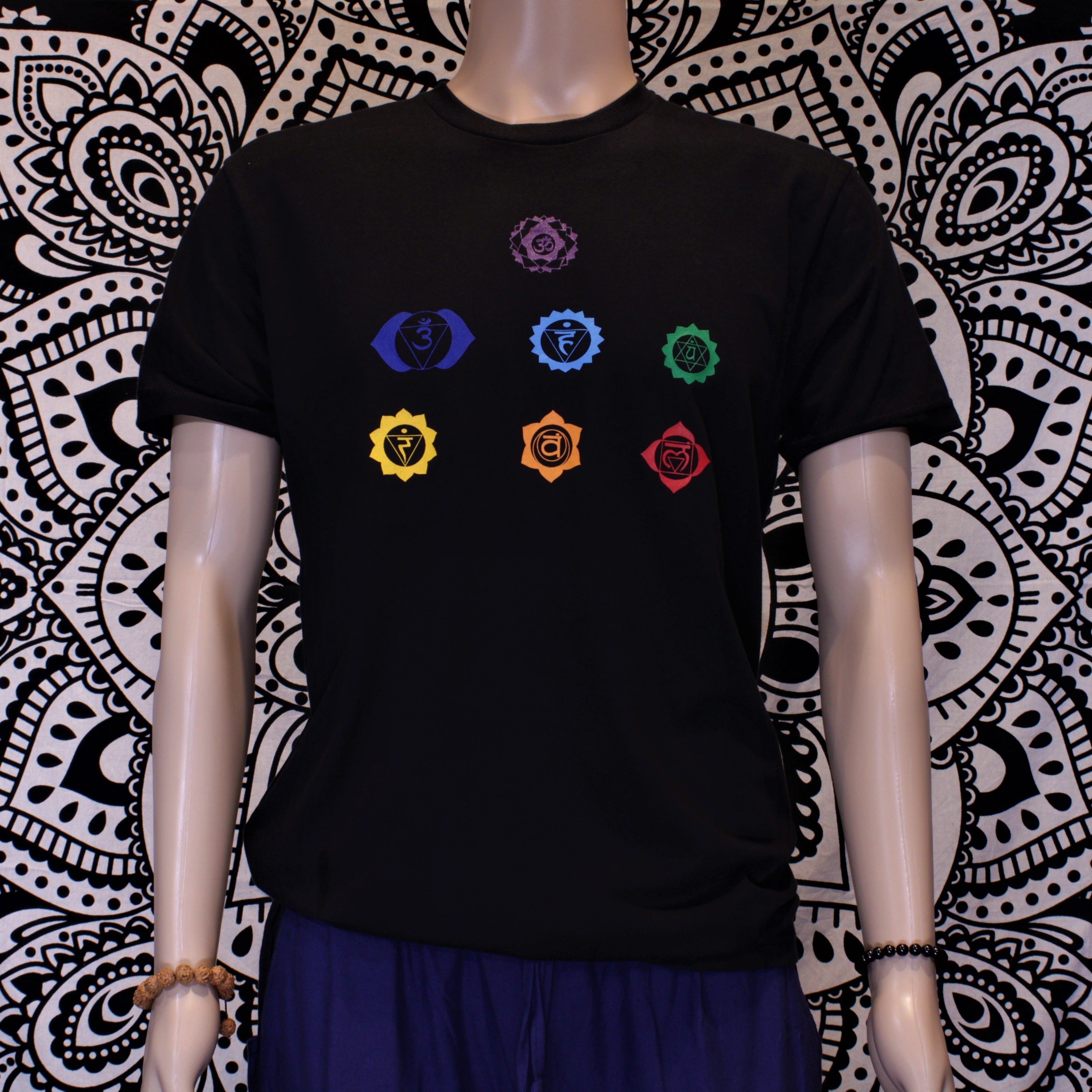 Seven Chakra Symbols Graphic Short Sleeve T-shirt