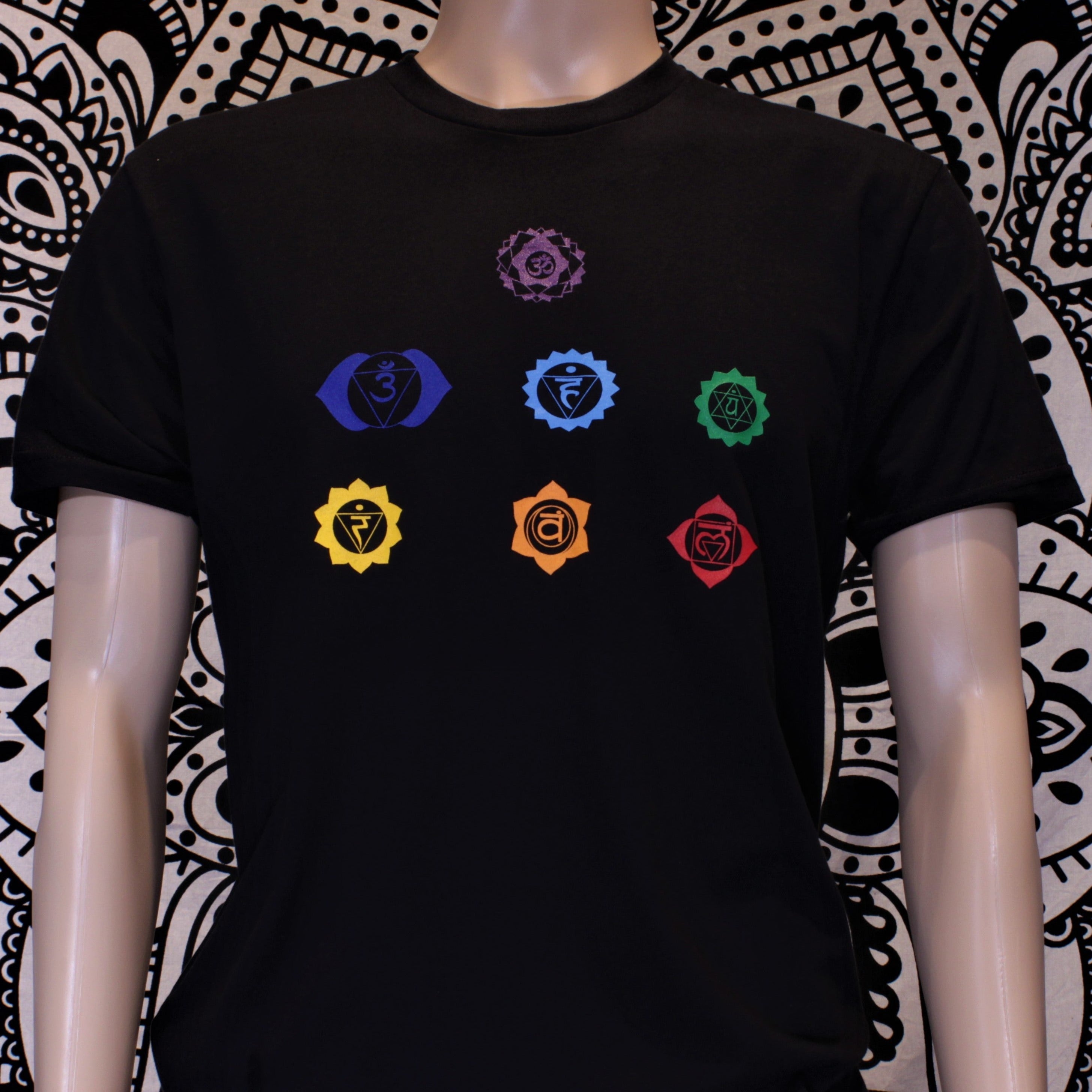 Seven Chakra Symbols Graphic Short Sleeve T-shirt