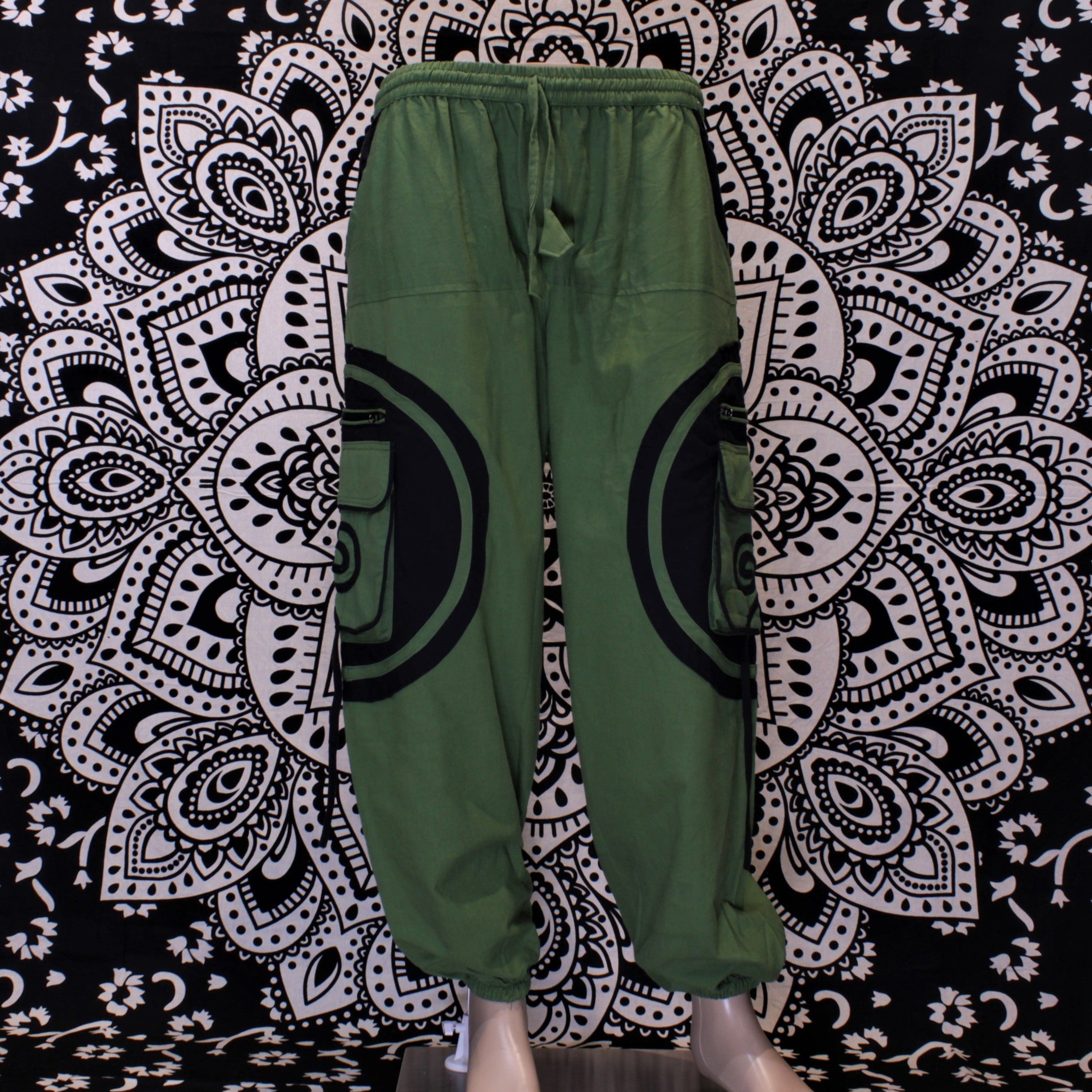 Harem Cotton Spiral Box Trouser - Green