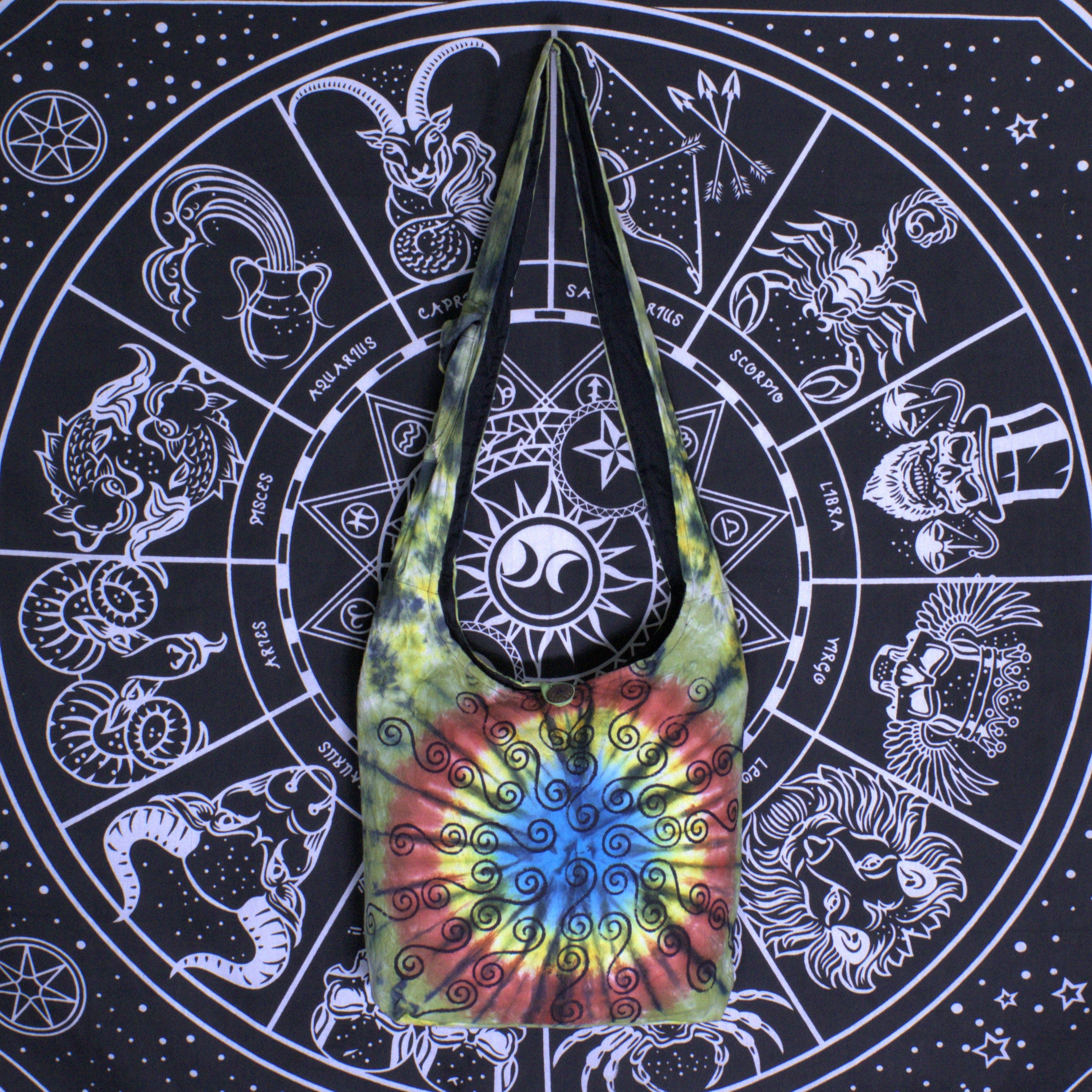 Hobo Shoulder Tie-Dye Bag | Yellow Spiral