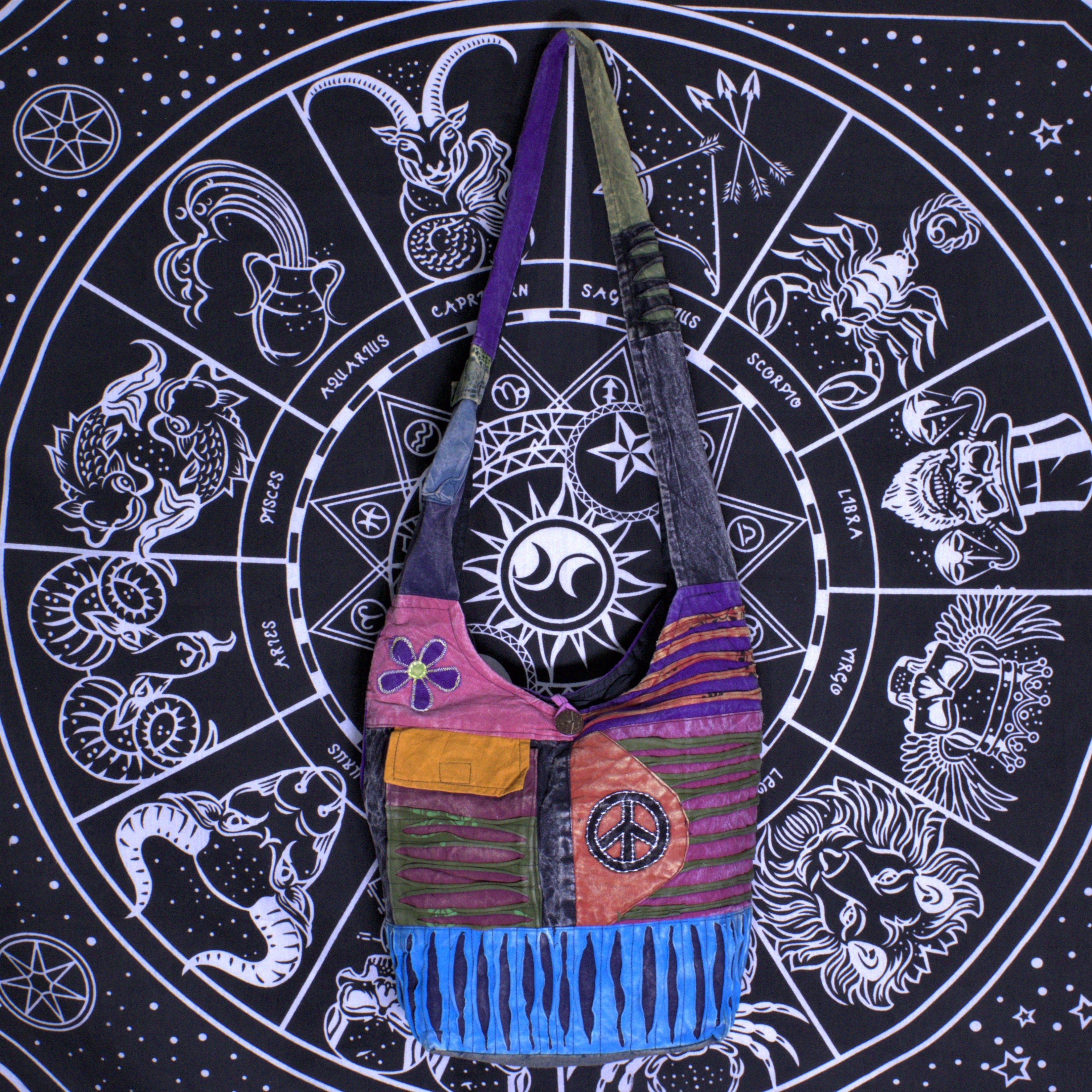 Hobo Shoulder Hippie Jogi Peace Bag Purple