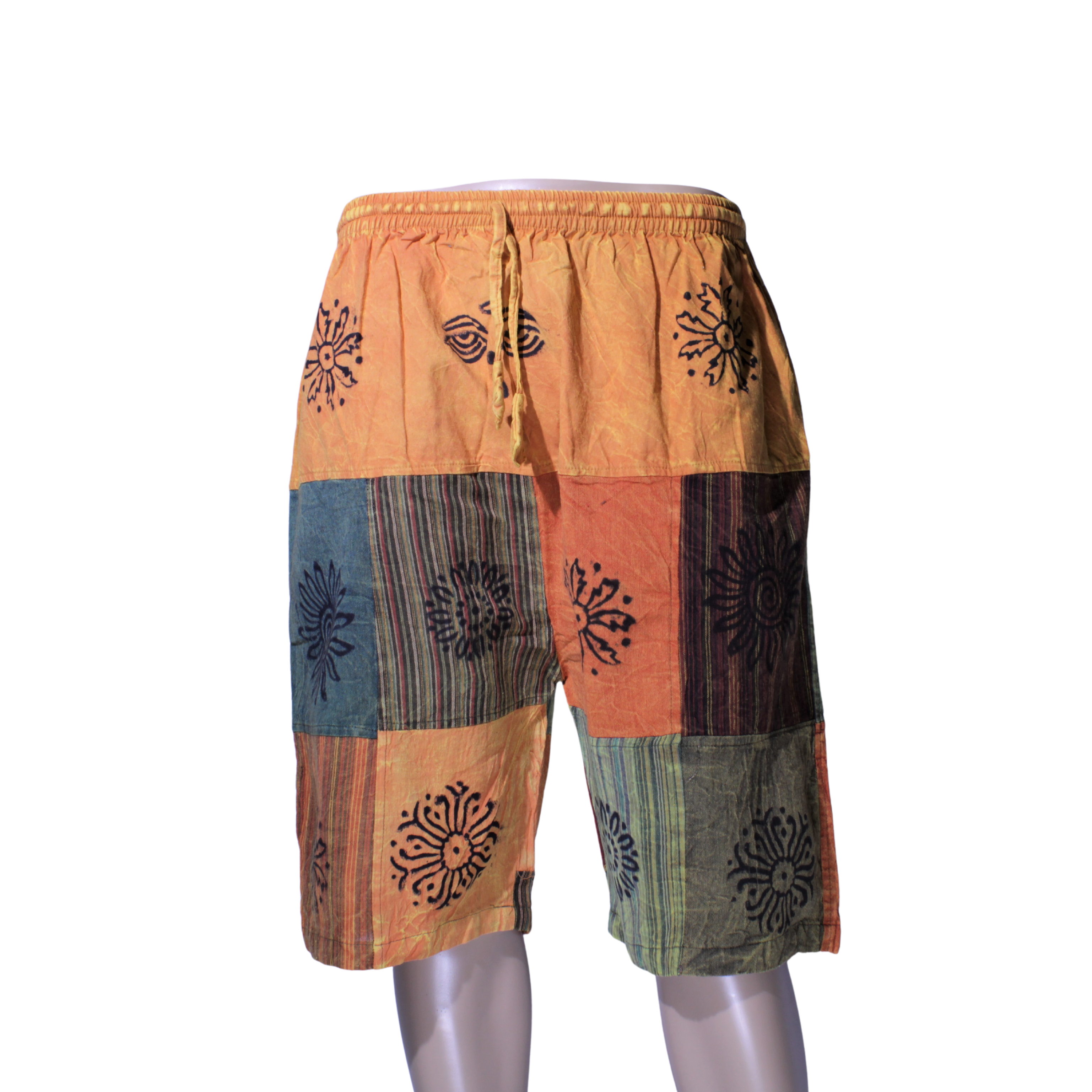 patchwork harem shorts