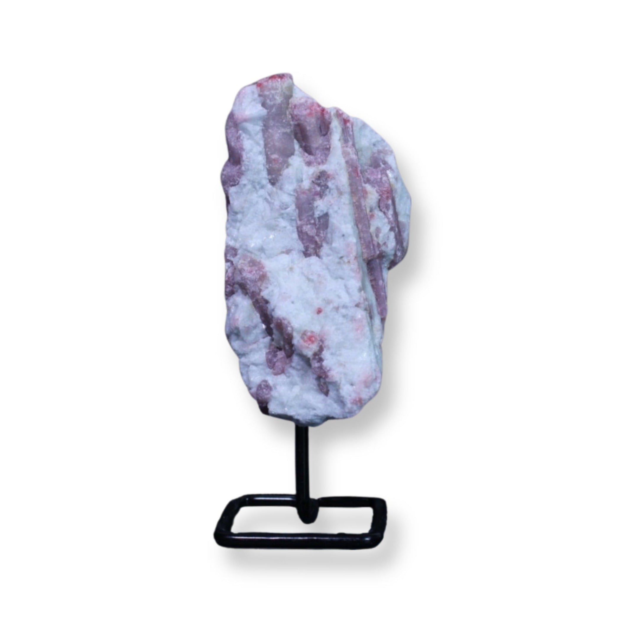 Raw Pink Tourmaline with Metal Stand