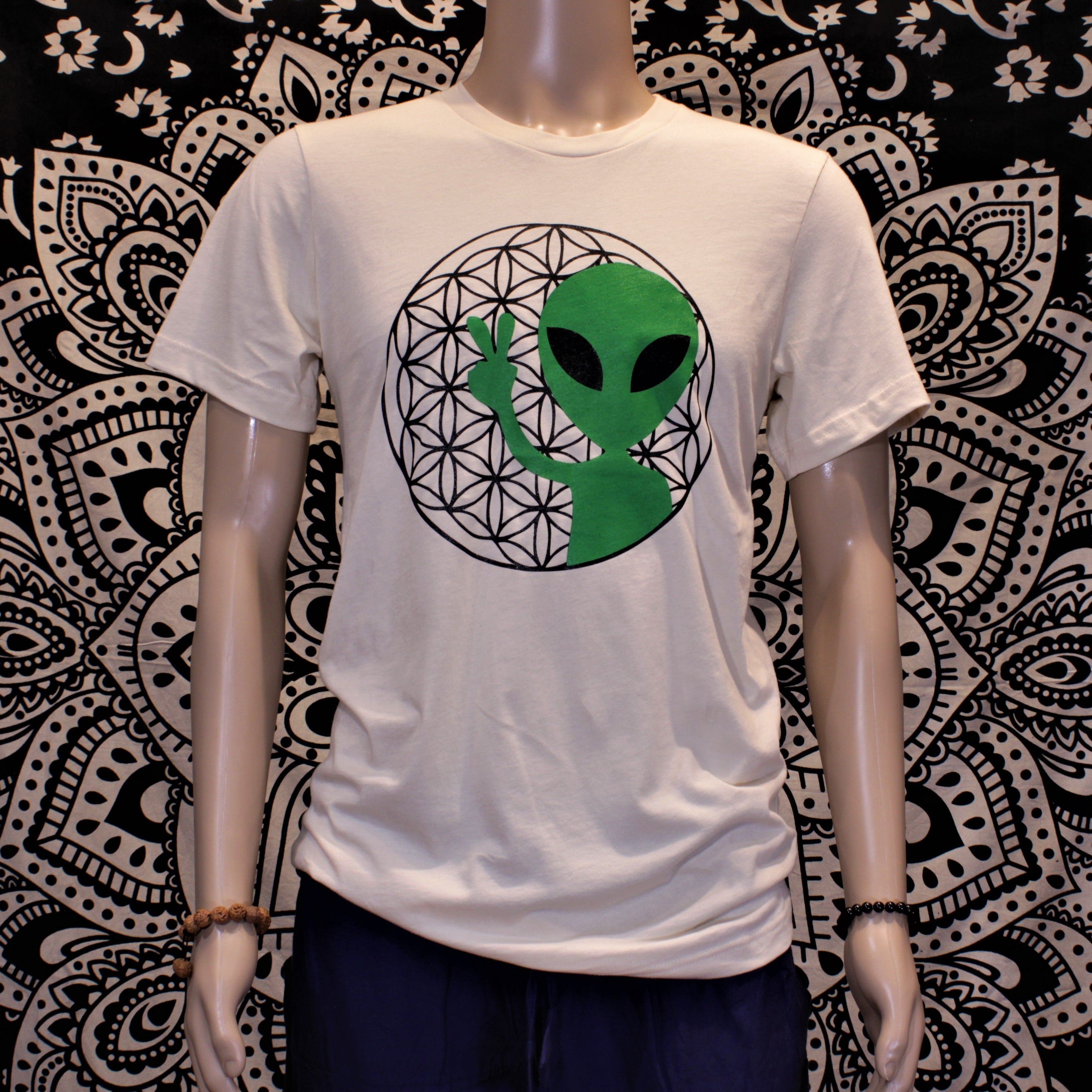 Cotton Short Sleeve T-Shirt Alien Print