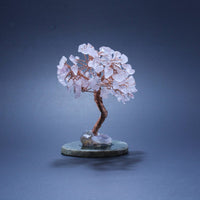 Tree of Life Natural Gemstone Rose Quartz on Agate Base - KalaVibes