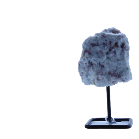 Raw Pink Tourmaline with Metal Stand