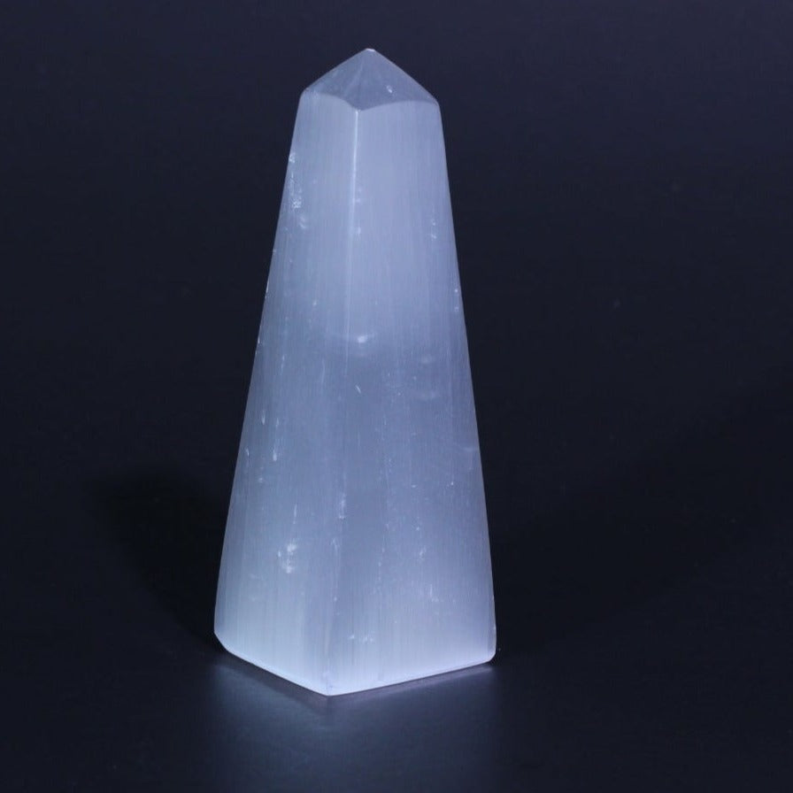 Natural Selenite Obelisk Tower Point Crystal