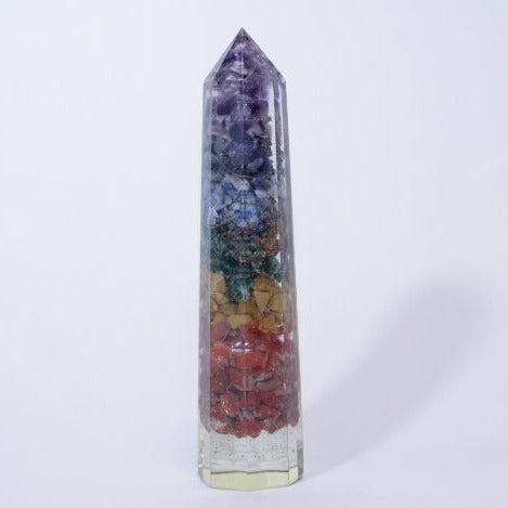 Orgone Natural Seven Chakra Obelisk Tower Point Crystal