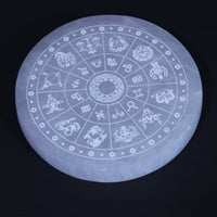 Selenite Zodiac Plate - KalaVibes